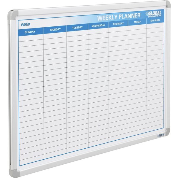 Global Industrial 36W x 24H Weekly Calendar Whiteboard, Steel Surface 695814